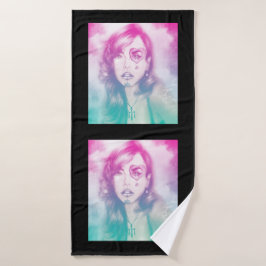 Farbige illustrierte Badewanne - Regenbogen Badehandtuch