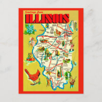 Farbige illustrierte Illinois-Karte