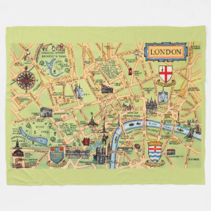 Farbige illustrierte Karte von London Fleecedecke