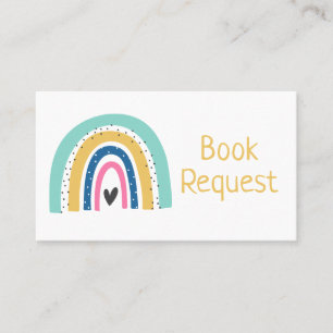 Farbige Illustrierte Rainbow Book Request Card Platzkarte