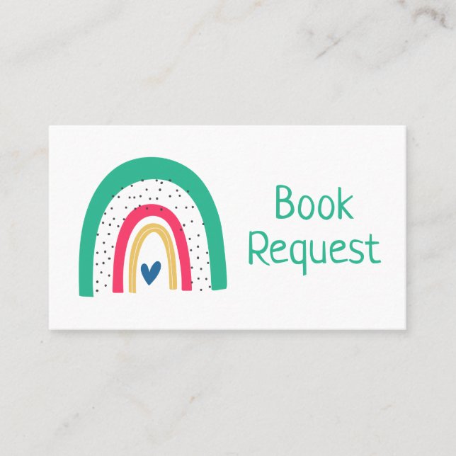 Farbige Illustrierte Rainbow Book Request Card Platzkarte (Vorderseite)