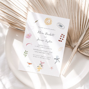 Farbige illustrierte Whimsy-Hochzeit Einladung