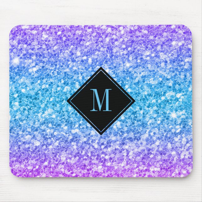 Farbige Imitat Glitzer Monogram Mousepad (Vorne)