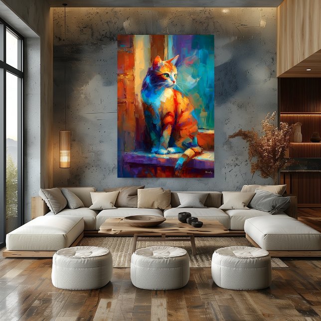 Farbige impressionistische Katzen-Tier-Malerei Poster (Von Creator hochgeladen)