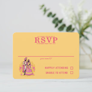 Farbige indische Paare RSVP Karte