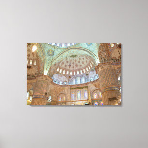 Farbige Innenkuppeldecke der Blauen Moschee Leinwanddruck