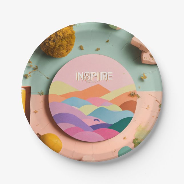 Farbige Inspire Design Platte Pappteller (Vorderseite)