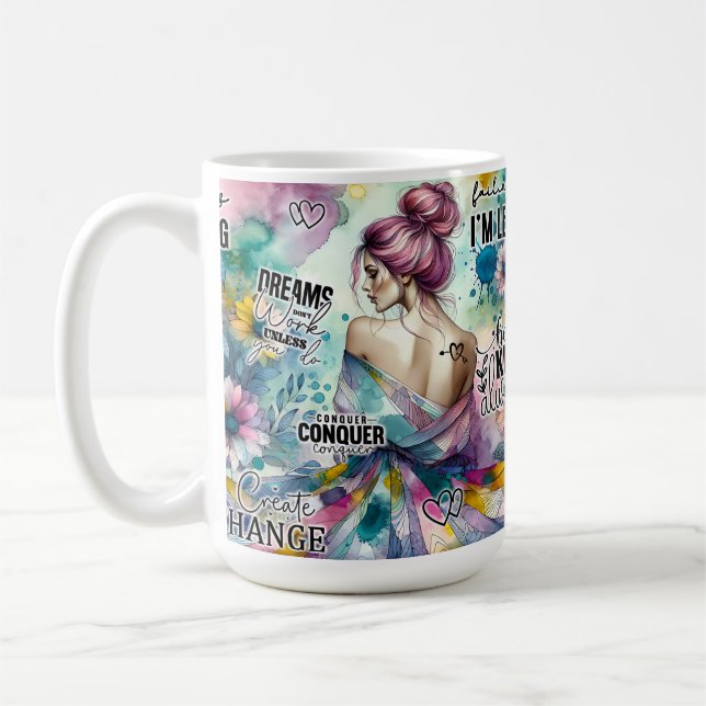 Farbige Inspirierende Frau Kaffeetasse (Links)