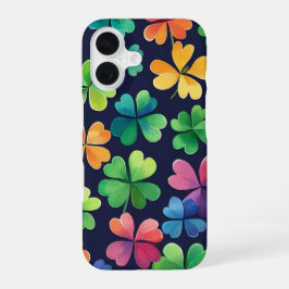 FARBIGE IRISCHE ZELLTISCHE KLEEBLÄTTER iPhone 16 HÜLLE
