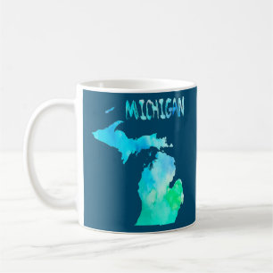 Farbige isolierte Michigan-Karte in Aquarell Kaffeetasse