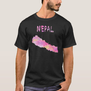 Farbige isolierte Nepal-Karte in Wasserfarbe Farbi T-Shirt