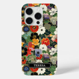 Farbige japanische Blumengestaltung mit Monogramm Case-Mate iPhone Hülle
