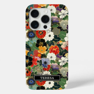 Farbige japanische Blumengestaltung mit Monogramm Case-Mate iPhone Hülle