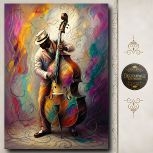 Farbige Jazz-Upright-Bass-Spieler-Kunst Seidenpapier