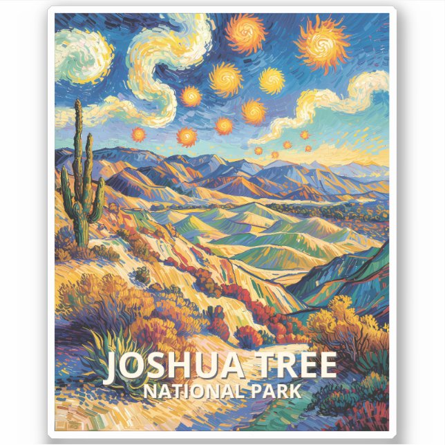 Farbige Joshua Tree Keys View Van Gogh Landschaft Aufkleber (Vorderseite)