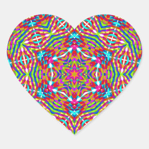 Farbige Jumble-Mandala Herz-Aufkleber