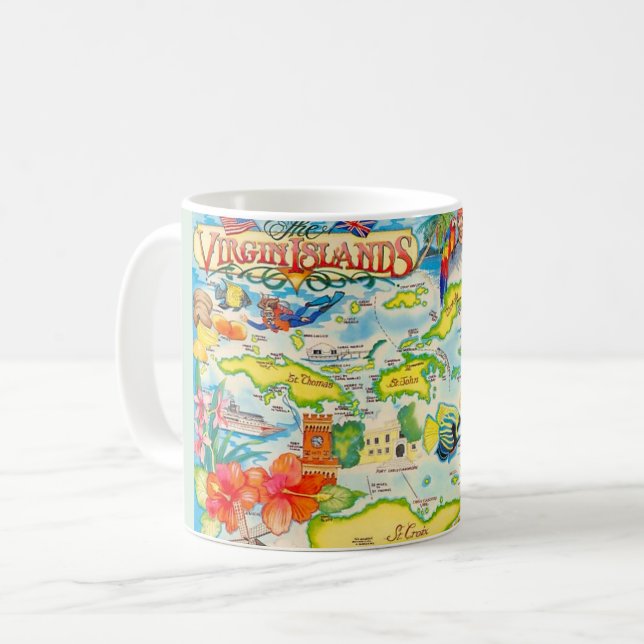 Farbige Jungferninseln-Karte  Kaffeetasse (Vorderseite Links)