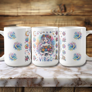 Farbige Jungfrau-Sternzeichen-Astrologie-Blumen Kaffeetasse