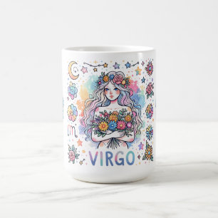 Farbige Jungfrau-Sternzeichen-Astrologie-Blumen Kaffeetasse