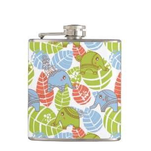 Farbige Jungle-Elefanten Flachmann