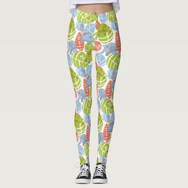 Farbige Jungle-Elefanten Leggings (Vorderseite)