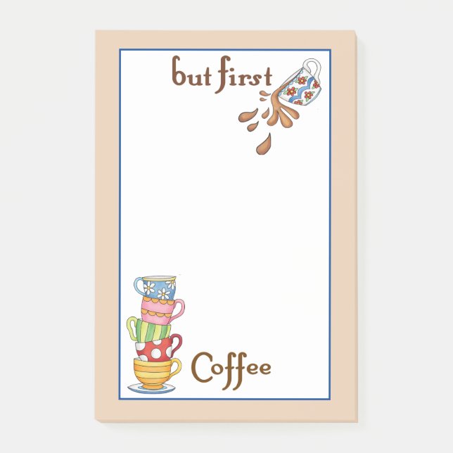 Farbige Kaffeekuppen Post-it®-Hinweise Post-it Klebezettel (Vorderseite)