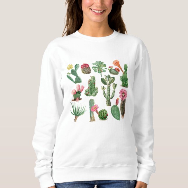 Farbige Kakteen und Sukkulenten Blume Sweatshirt (Vorderseite)
