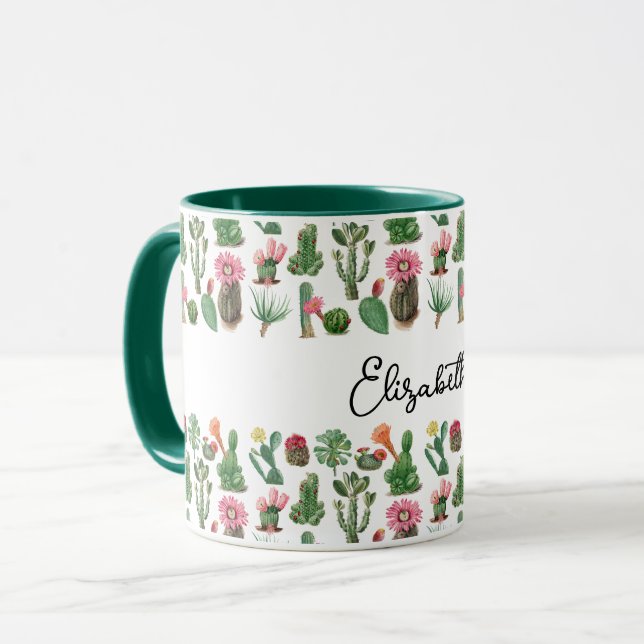Farbige Kakteen und Sukkulenten Blume Tasse (Vorderseite Links)