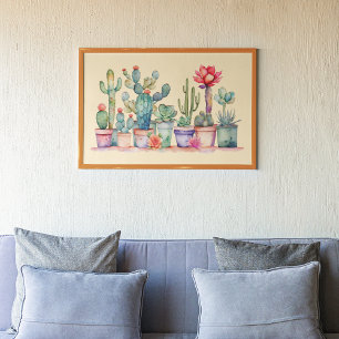 Farbige Kakteen und Sukkulturen Poster