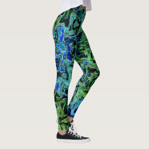 Farbige Kaleidoskop Schwarz Grüne Abstrakt Leggings
