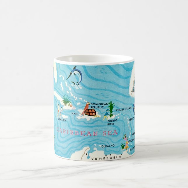 Farbige karibische Karte  Kaffeetasse (Mittel)