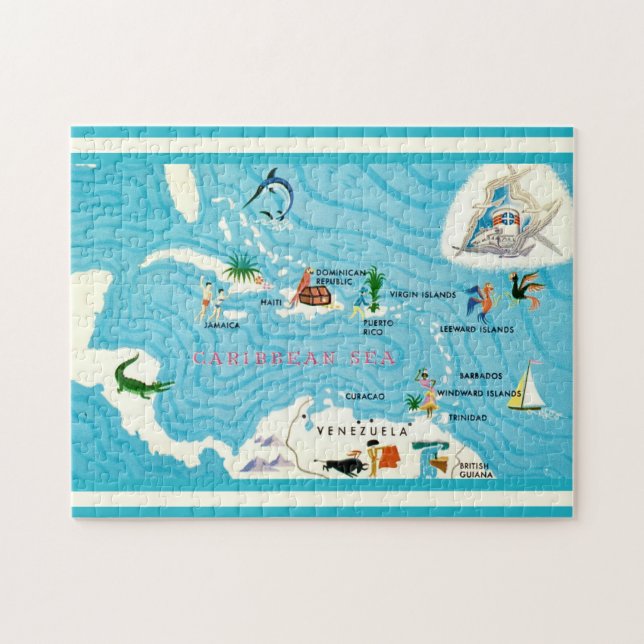 Farbige karibische Karte  Puzzle (Horizontal)