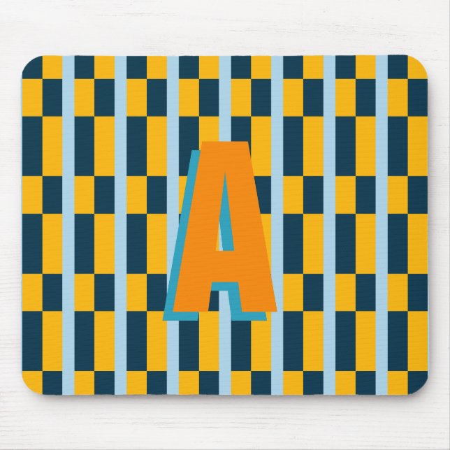 Farbige karierte Monogramm Mousepad (Vorne)