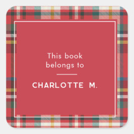 Farbige Karierte Personalisiert Red Custom Quadratischer Aufkleber