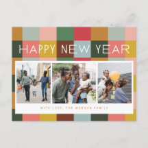 Farbige Karos Urlaubspostkarte