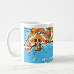 Farbige Karte der Algarve-Küste Lagos, Portugal Ta Kaffeetasse