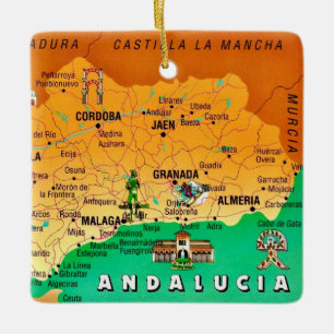 Farbige Karte von Andalusien Spanien Keramikornament