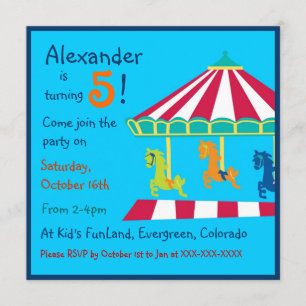 Farbige karusselle Kindergeburtstag-Party Einladun Einladung