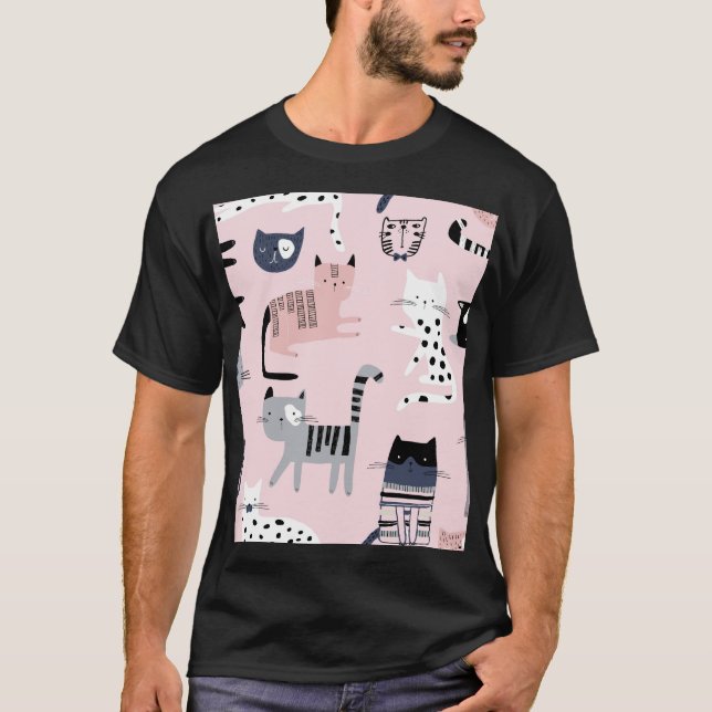 Farbige Kätzchen: Childrosa Vintag T-Shirt (Vorderseite)