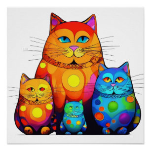 Farbige Katze Poster