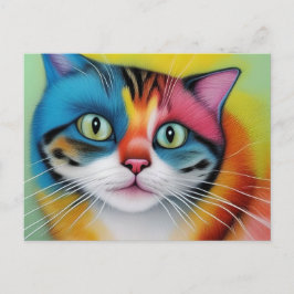 Farbige Katze Postkarte