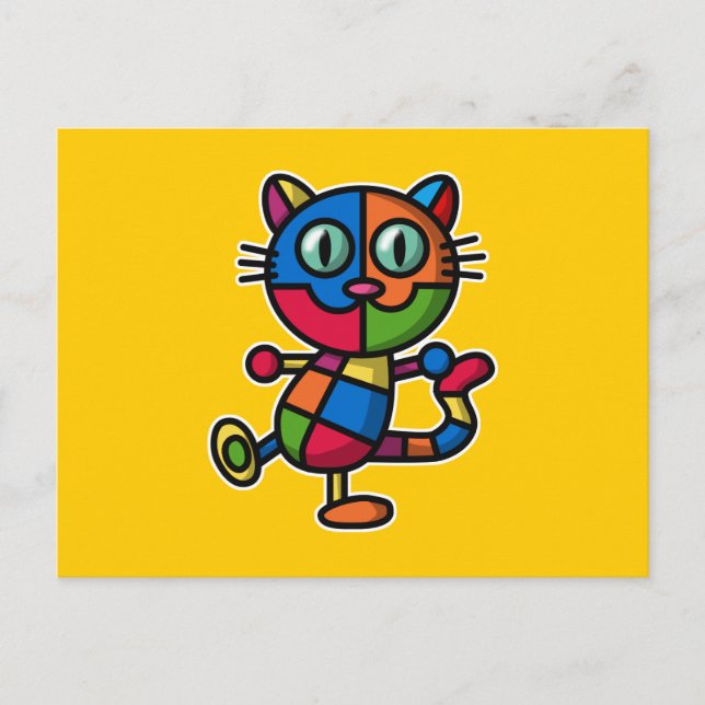 farbige Katze Postkarte (Vorderseite)