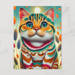 Farbige Katze Postkarte