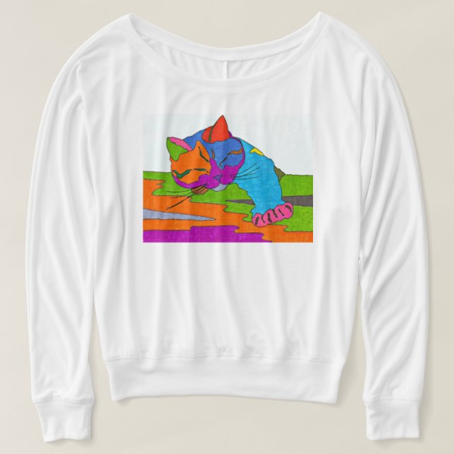 Farbige Katze T-Shirt (Design vorne)