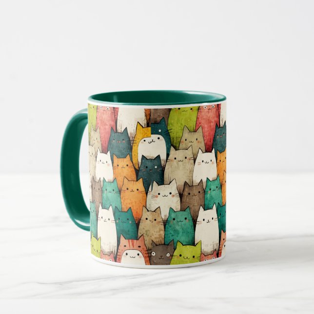 Farbige Katzen | Art des vertikalen Cartoon Tasse (Vorderseite Links)