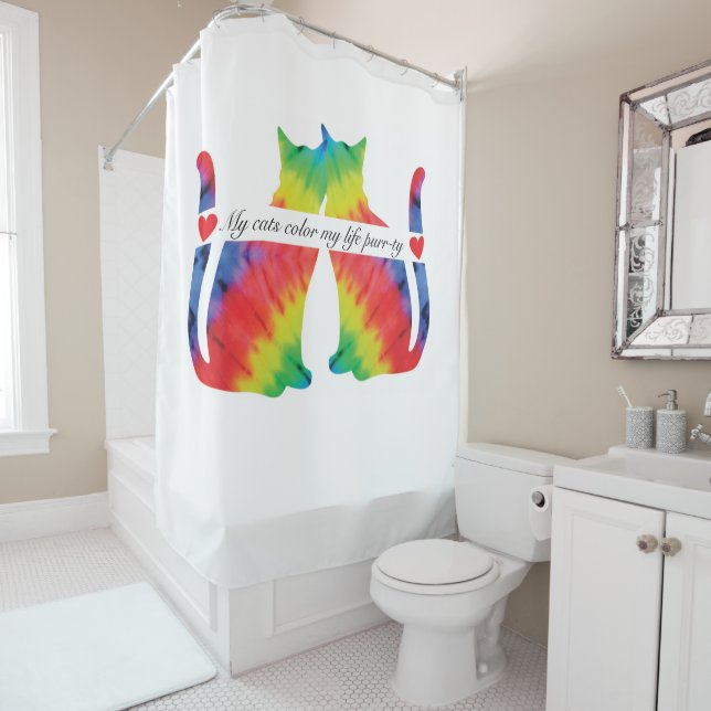 Farbige Katzen Duschvorhang (Beispiel)