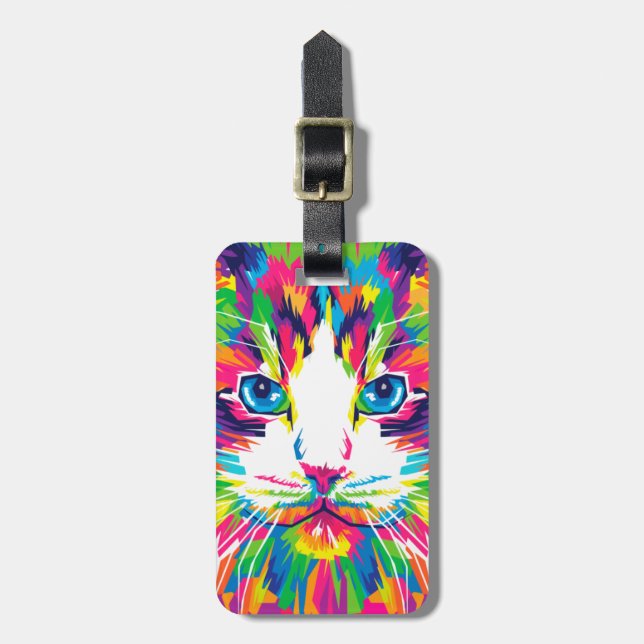Farbige Katzen Kunstästhetische Katze Bilder Kunst Gepäckanhänger (Vorderseite vertikal)