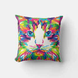 Farbige Katzen Kunstästhetische Katze Bilder Kunst Kissen