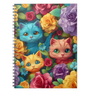 Farbige Katzen und Blume niedliches Design Notizblock