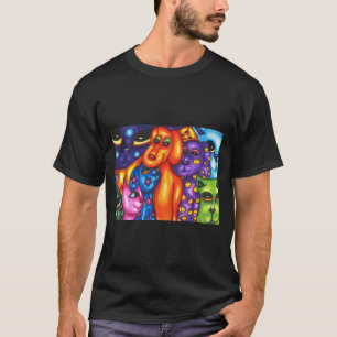 farbige Katzen und Hunde abstrakte Originalkunst T-Shirt